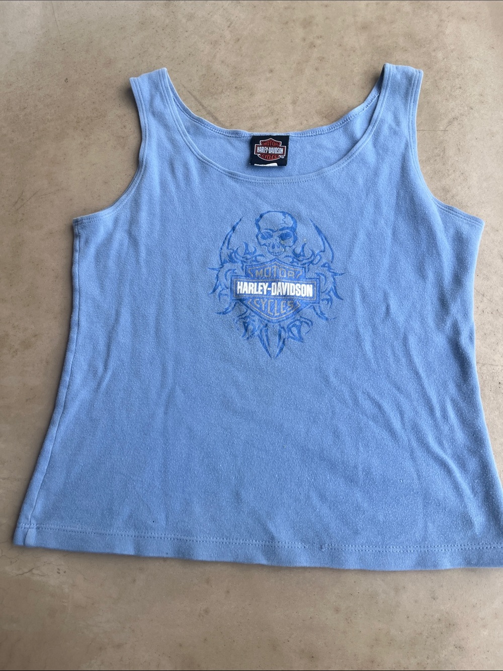 Harley-Davidson Light Blue Women’s Tank with Skull Emblem